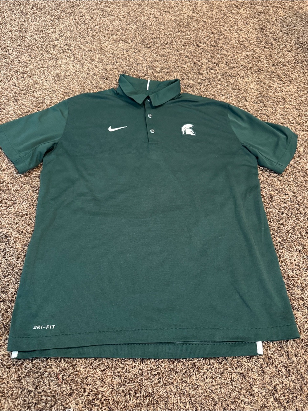 Nike Men’s Dark Green Dri-FIT Polo with Spartan Logo